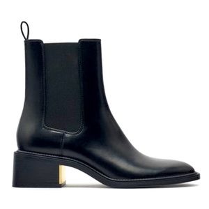 Zara Metal Trim Block Heel Ankle Boots (New)